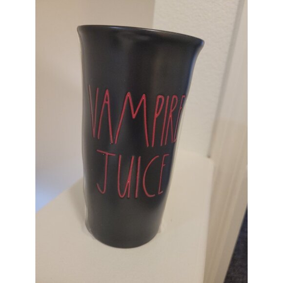 Rae Dunn Vampire Juice Mug 16oz Spellout Halloween Black And Red New Goth - Picture 2 of 6
